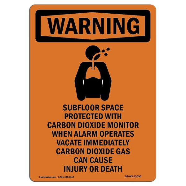 Signmission Safety Sign, OSHA WARNING, 14" Height, Aluminum, Subfloor Space, Portrait OS-WS-A-1014-V-13695